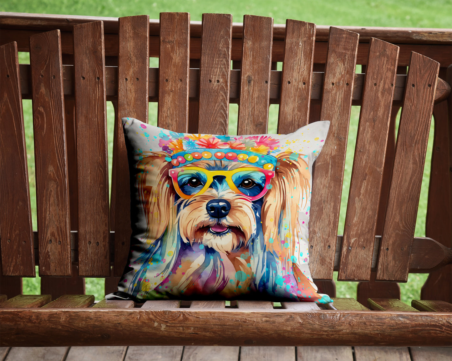 Yorkshire Terrier Hippie Dawg Throw Pillow