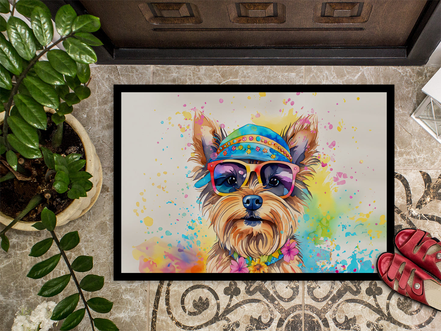 Yorkshire Terrier Hippie Dawg Doormat