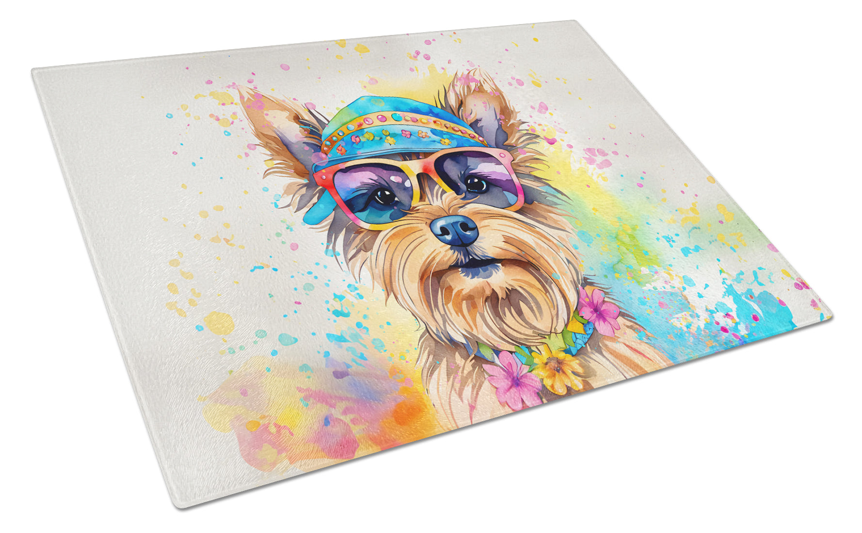 Buy this Yorkshire Terrier Hippie Dawg Glass Cutting Board