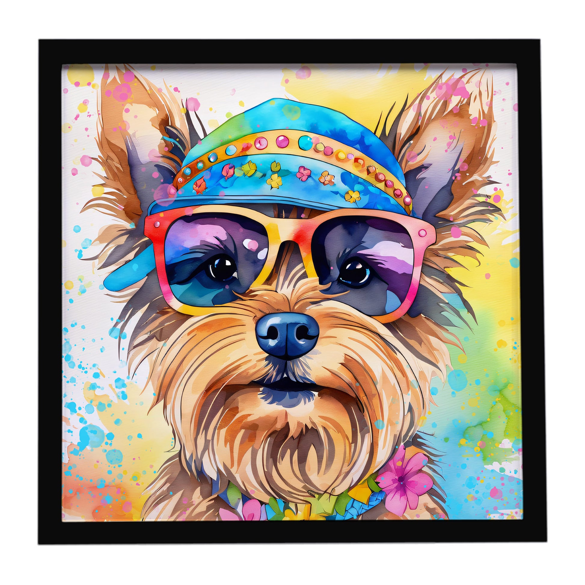 Buy this Yorkshire Terrier Hippie Dawg Framed Metal Print
