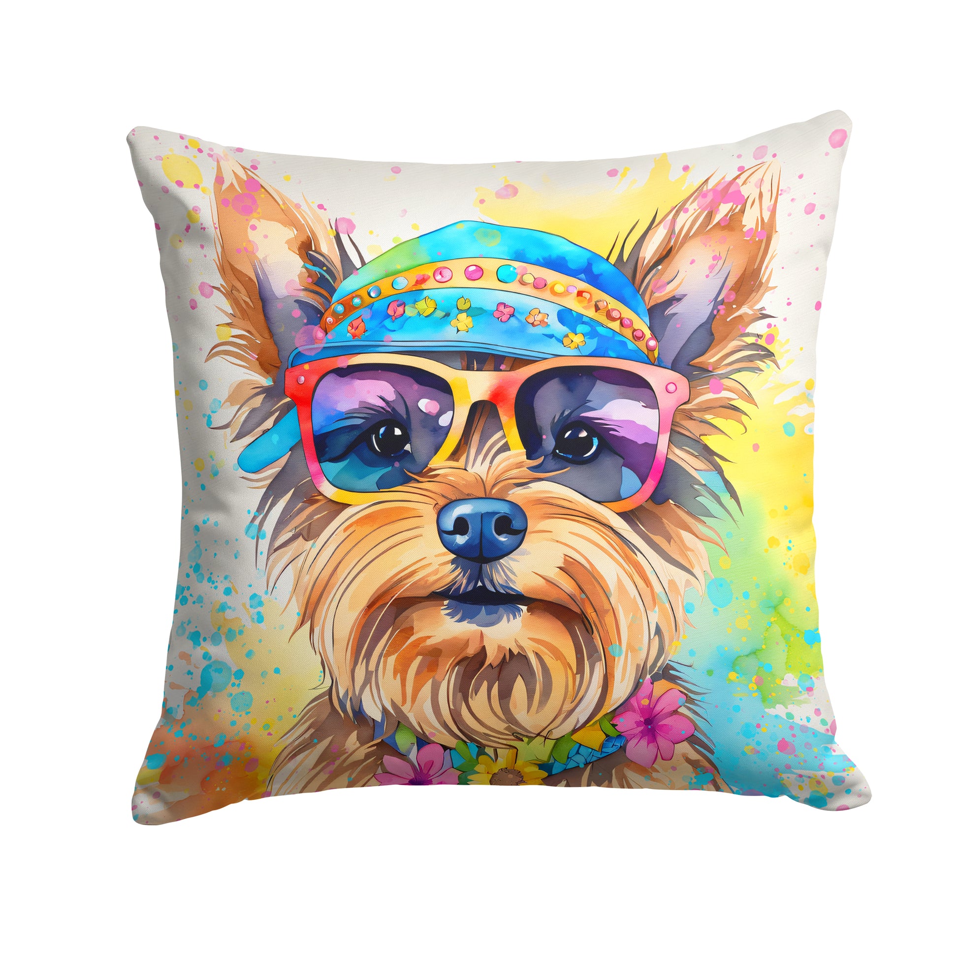 Buy this Yorkshire Terrier Hippie Dawg Throw Pillow