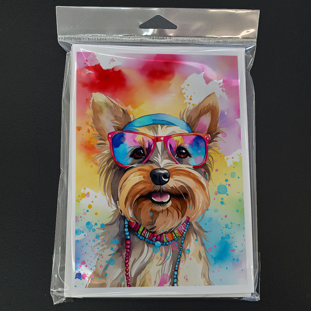 Yorkshire Terrier Hippie Dawg Greeting Cards Pack of 8