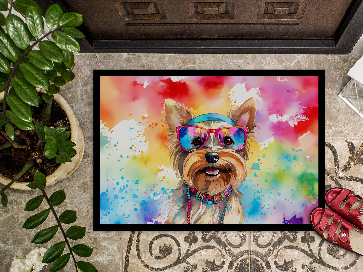 Yorkshire Terrier Hippie Dawg Doormat