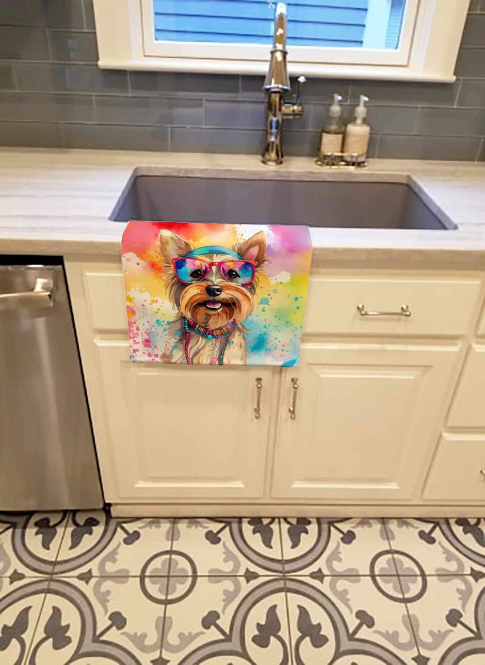 Yorkshire Terrier Hippie Dawg Kitchen Towel