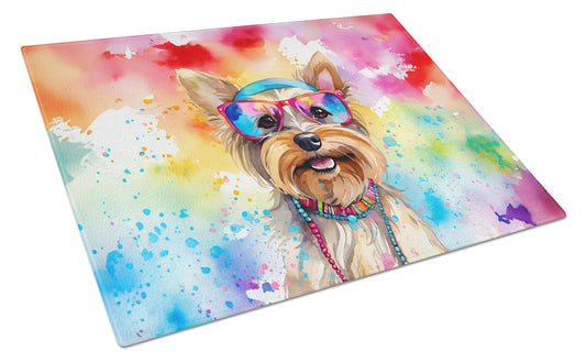 Buy this Yorkshire Terrier Hippie Dawg Glass Cutting Board