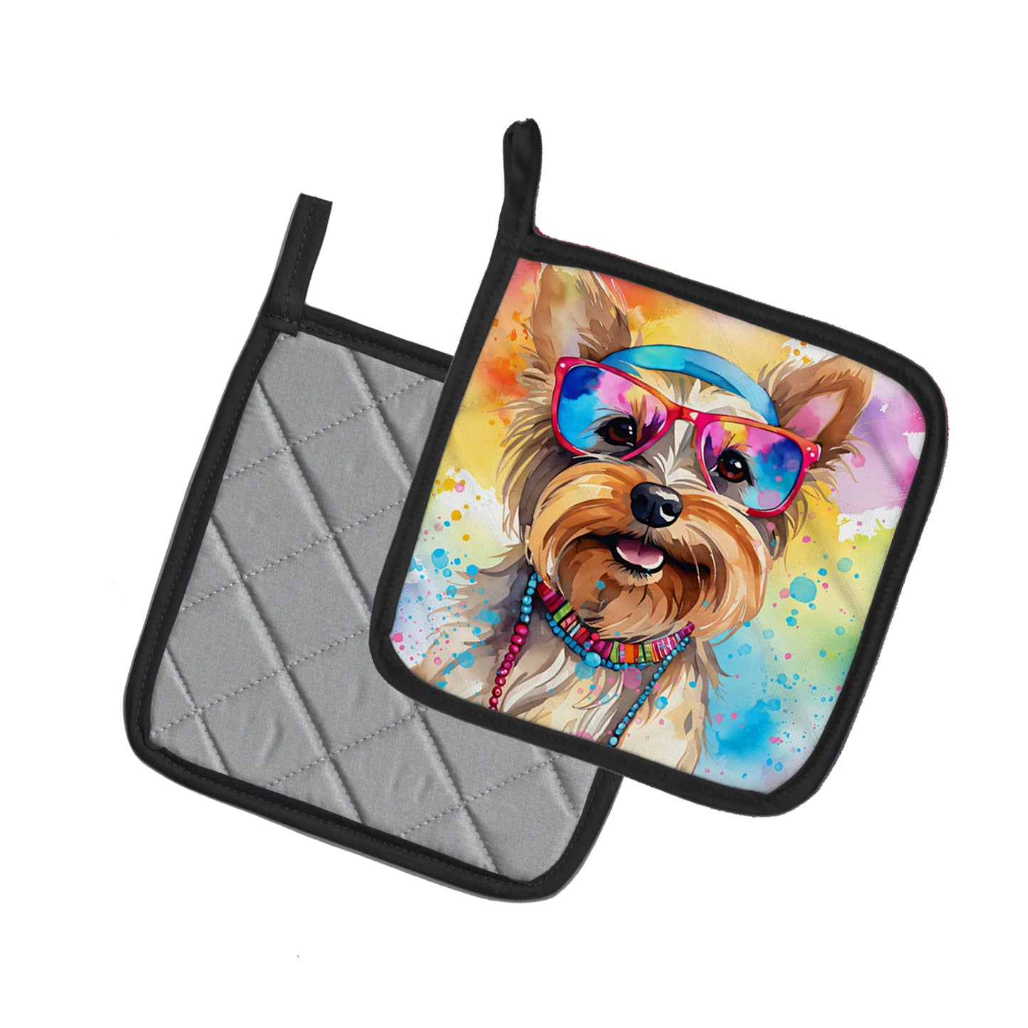 Yorkshire Terrier Hippie Dawg Pair of Pot Holders