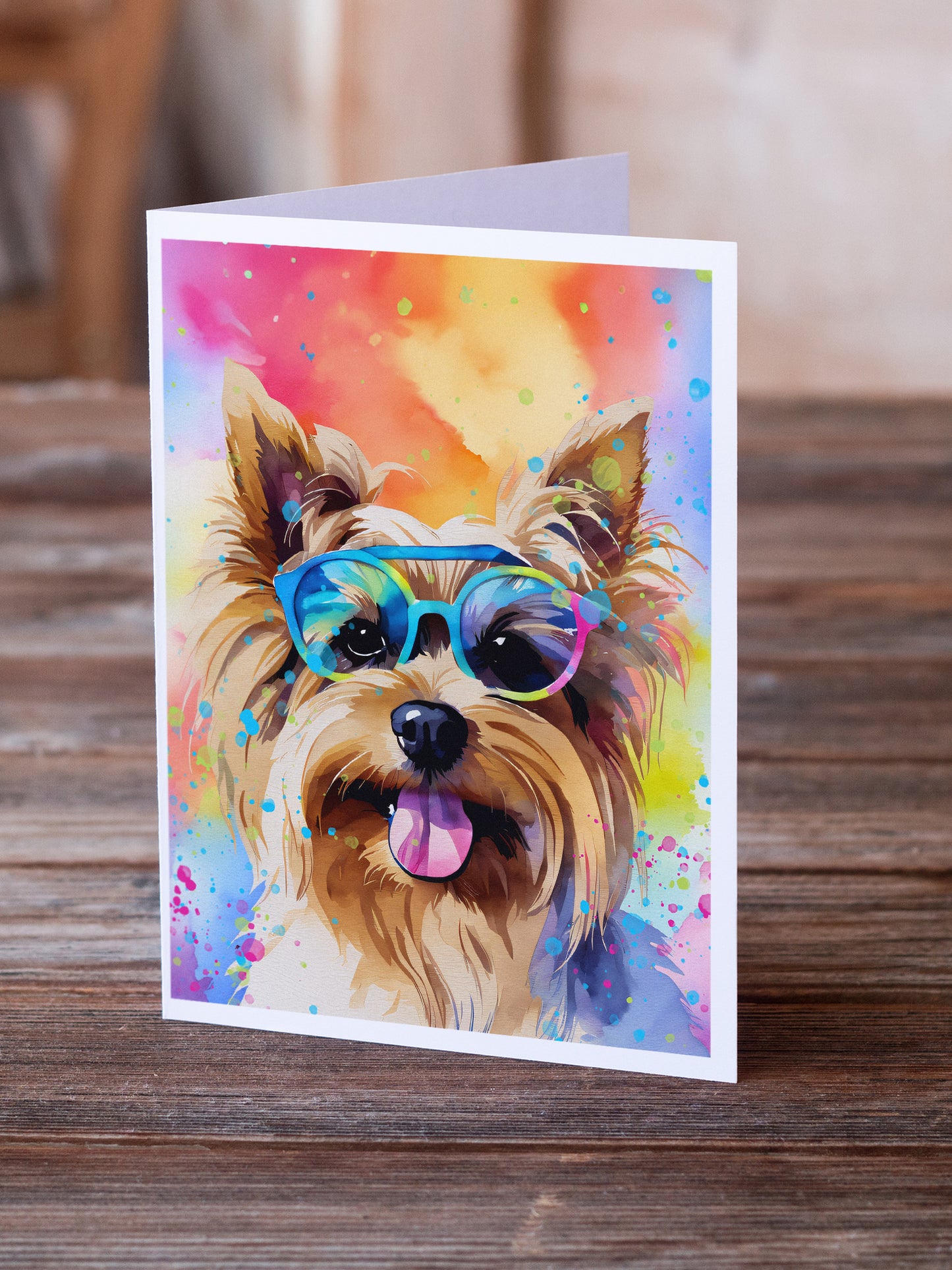 Yorkshire Terrier Hippie Dawg Greeting Cards Pack of 8