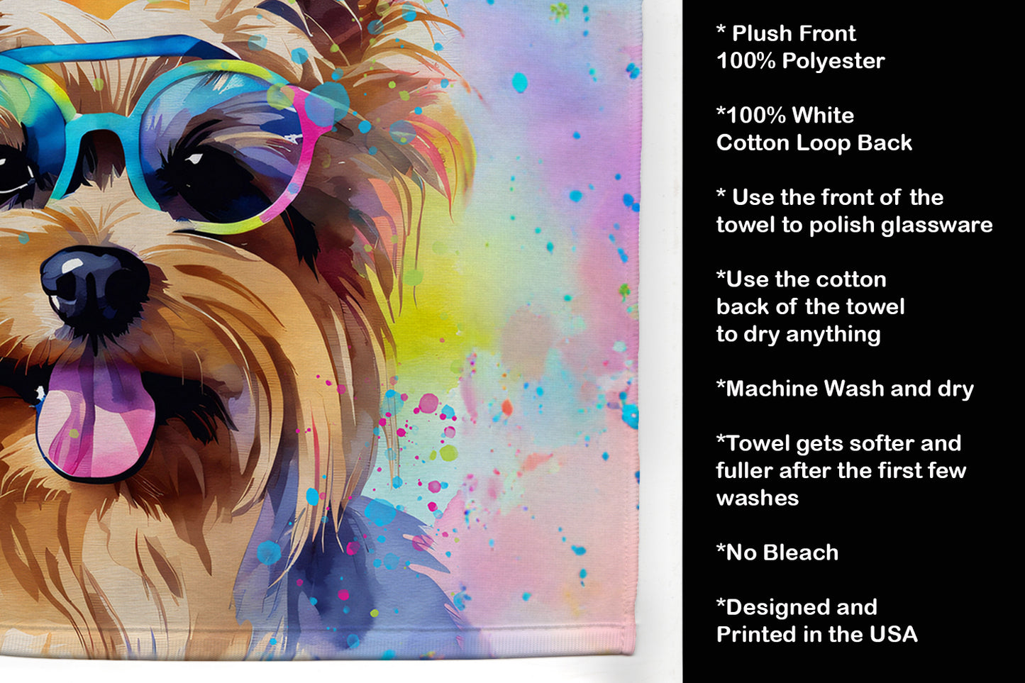 Yorkshire Terrier Hippie Dawg Kitchen Towel