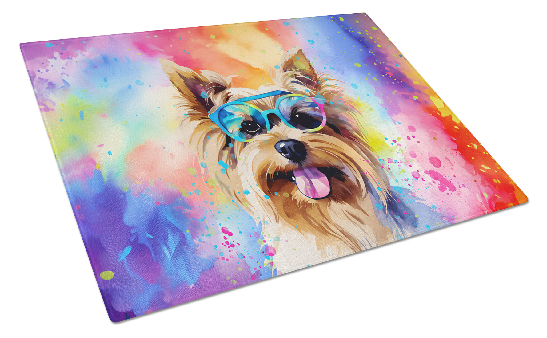 Buy this Yorkshire Terrier Hippie Dawg Glass Cutting Board