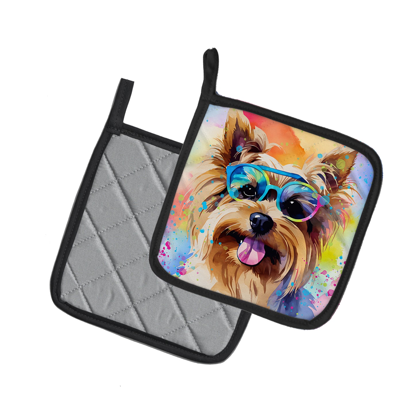 Yorkshire Terrier Hippie Dawg Pair of Pot Holders