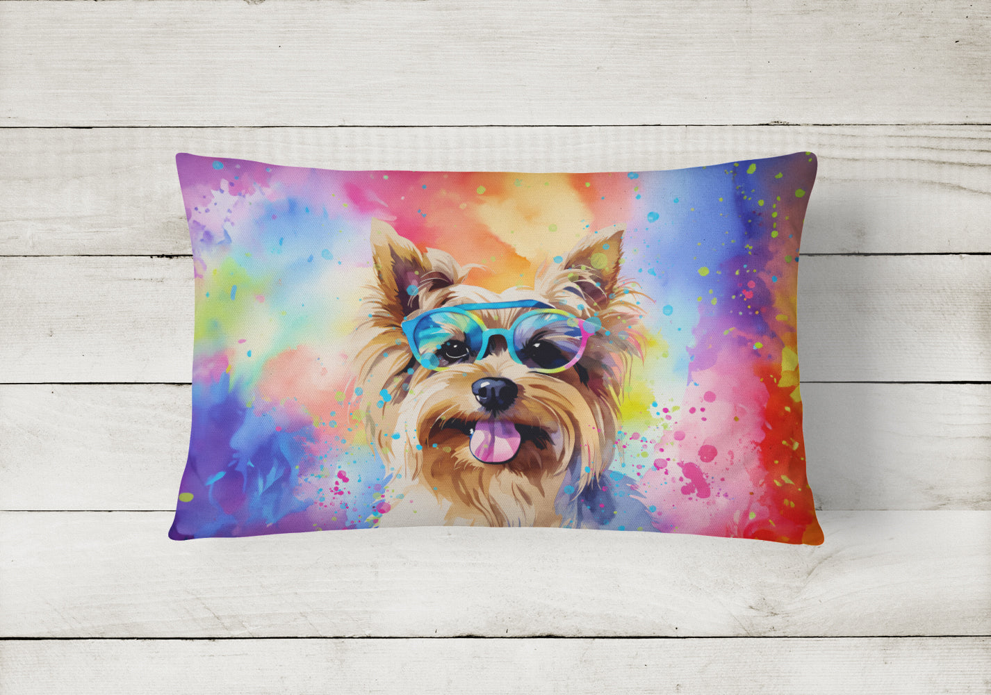 Yorkshire Terrier Hippie Dawg Throw Pillow