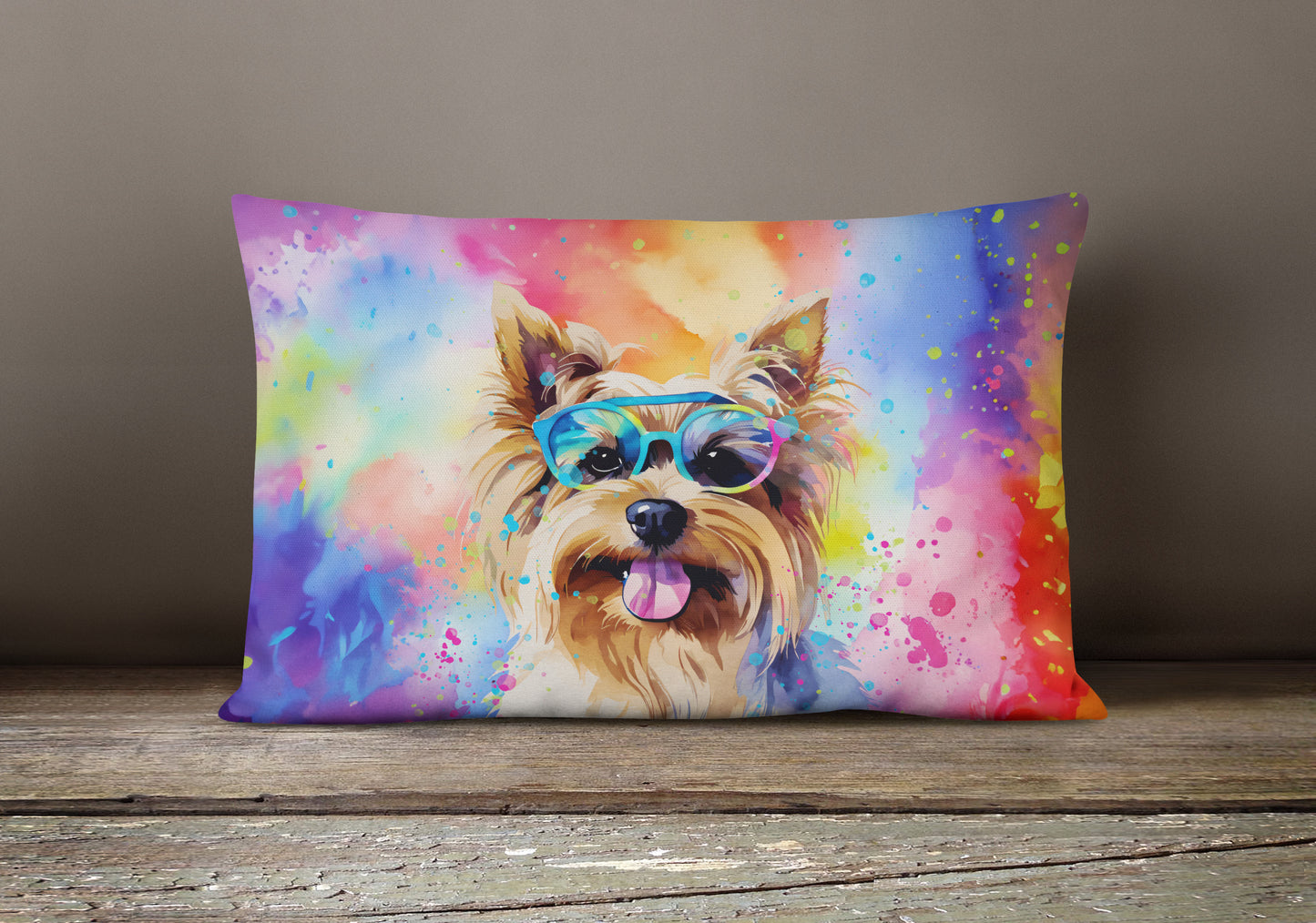 Yorkshire Terrier Hippie Dawg Throw Pillow