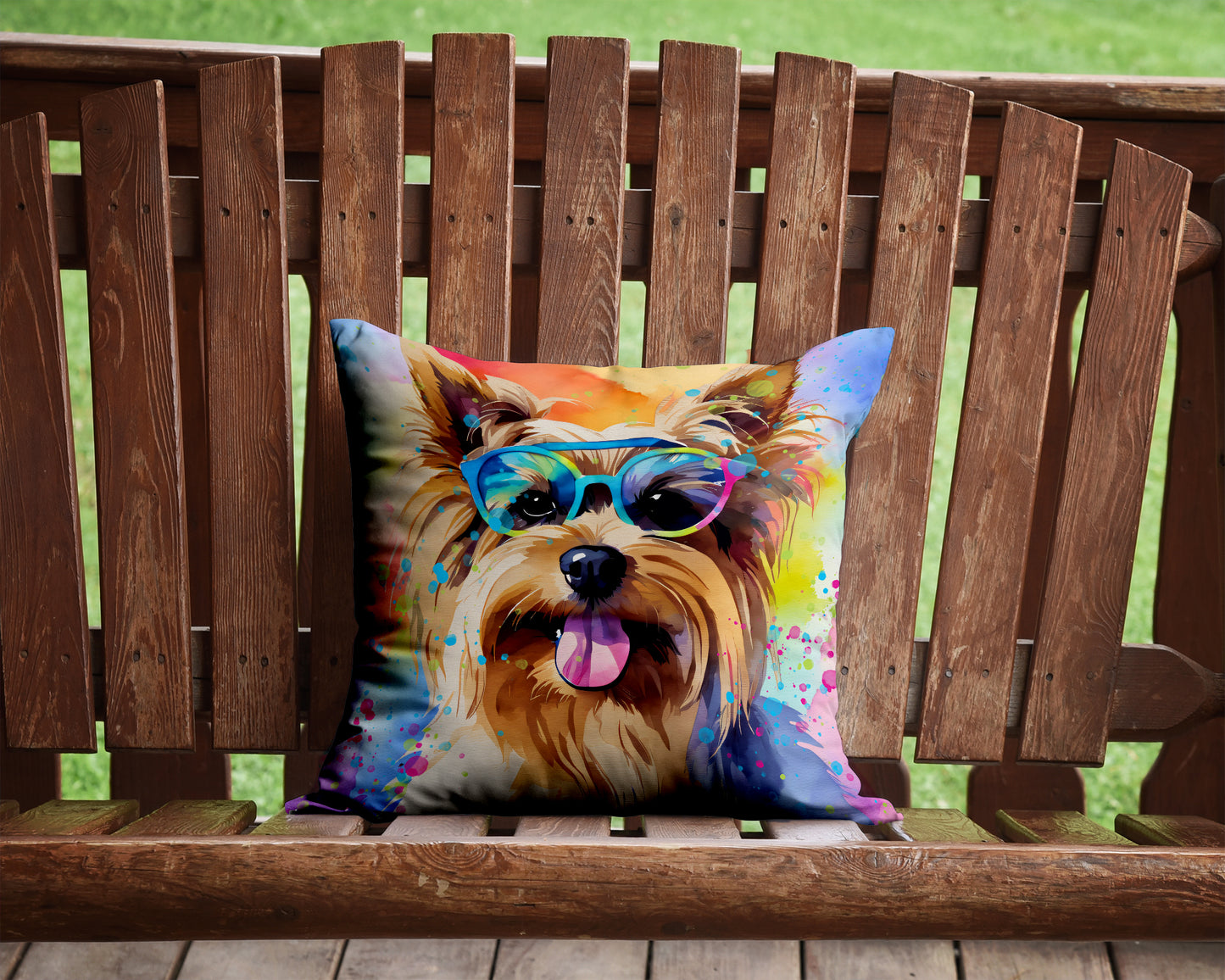 Yorkshire Terrier Hippie Dawg Throw Pillow