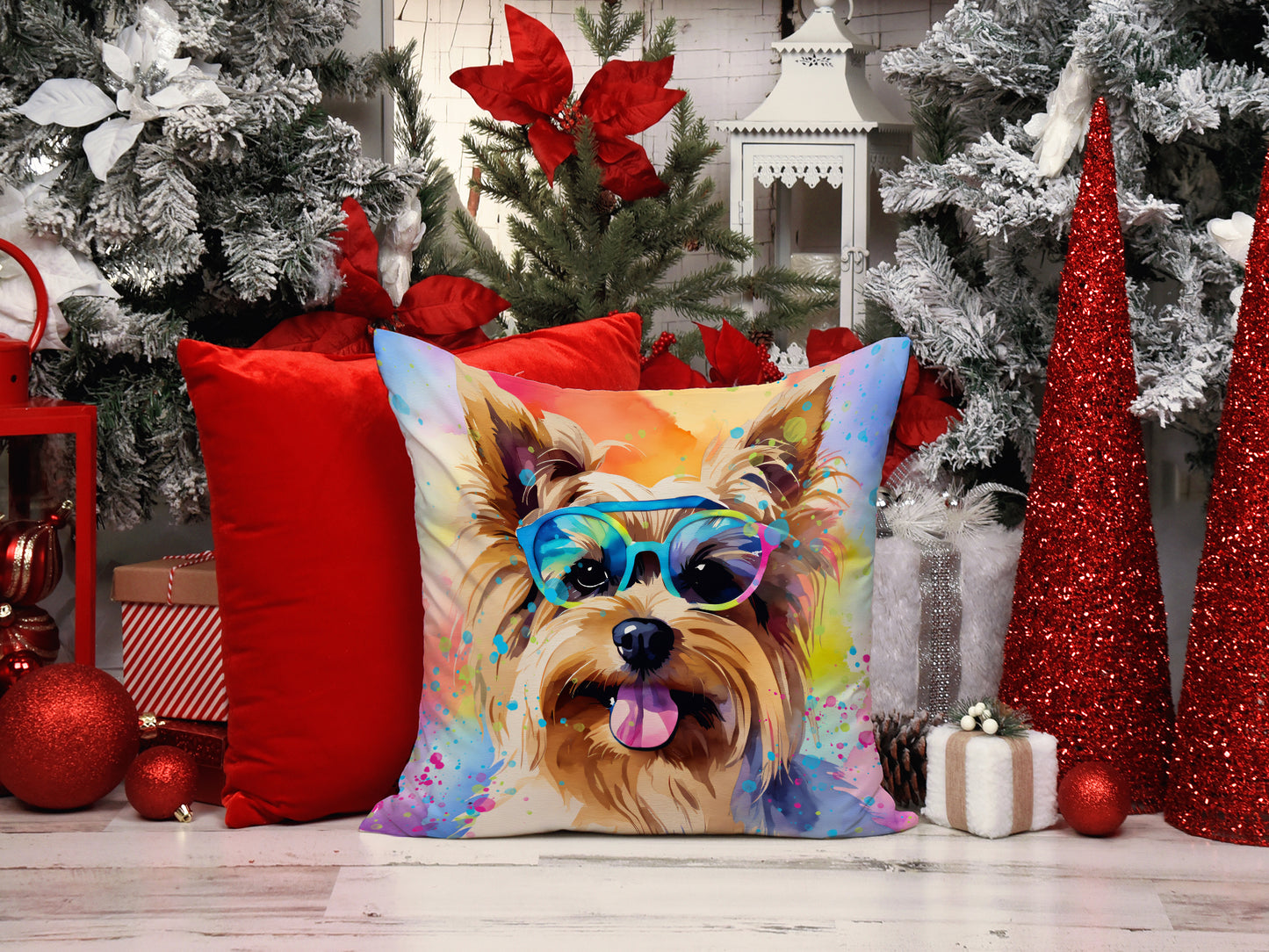 Yorkshire Terrier Hippie Dawg Throw Pillow