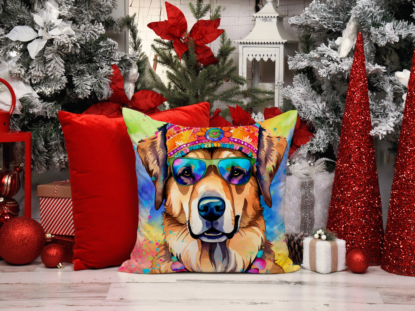 Hippie Dawg Throw Pillow