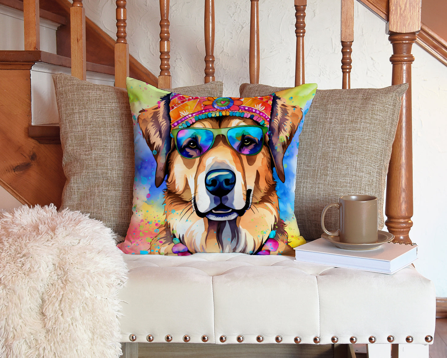 Hippie Dawg Throw Pillow