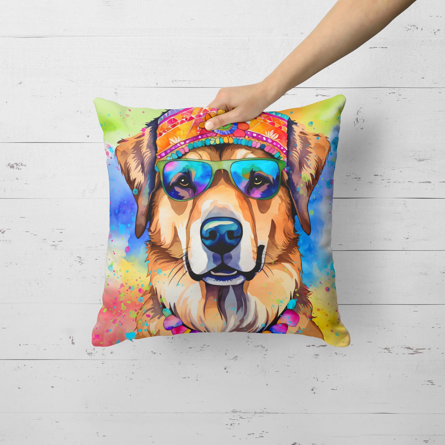 Hippie Dawg Throw Pillow