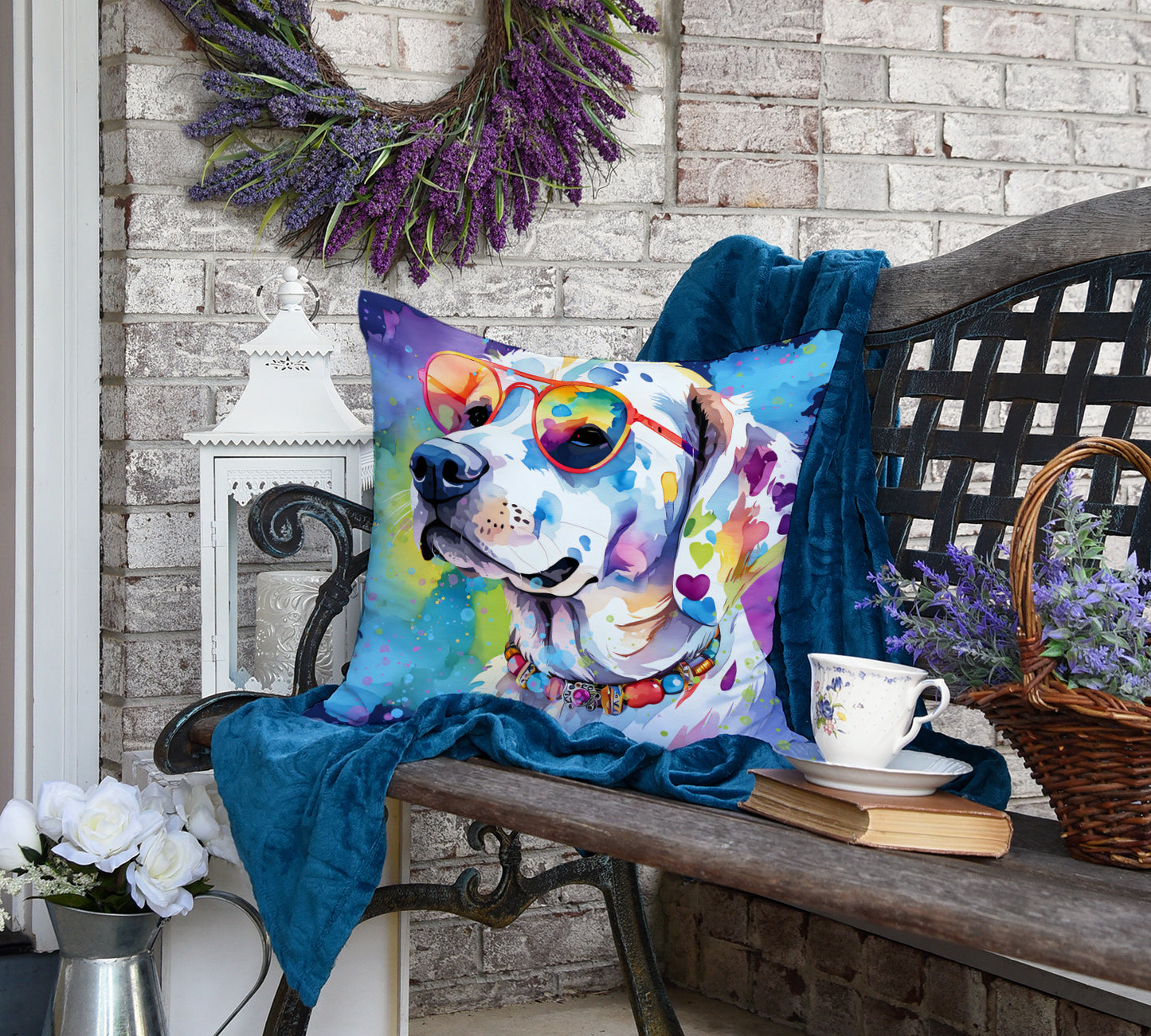 Hippie Dawg Throw Pillow