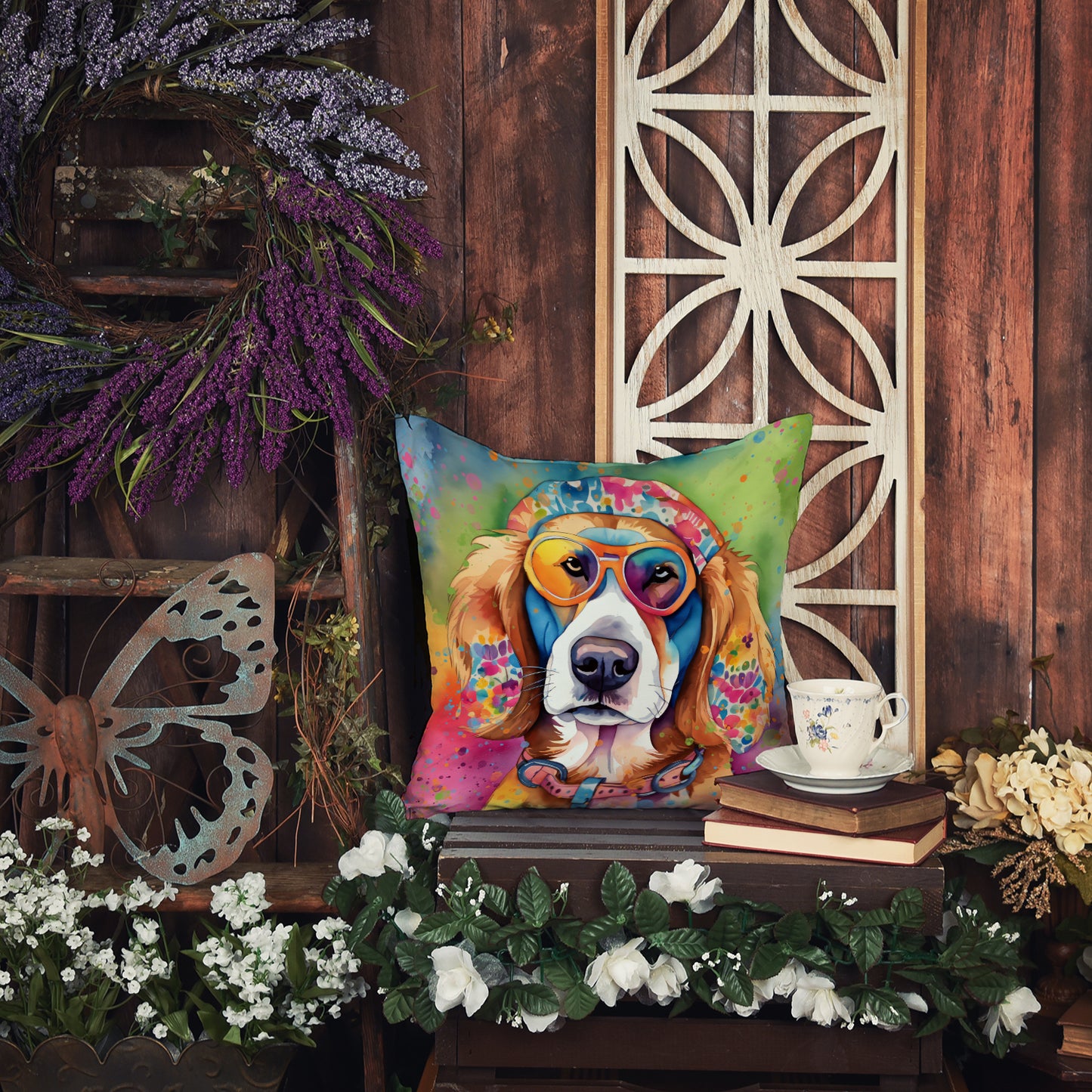 Hippie Dawg Throw Pillow