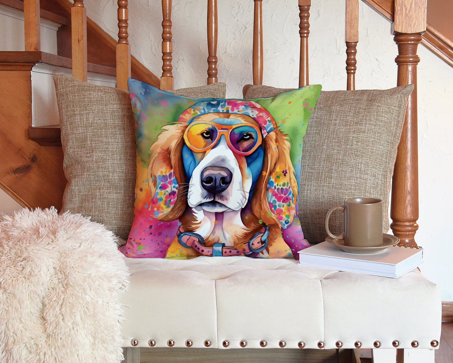 Hippie Dawg Throw Pillow