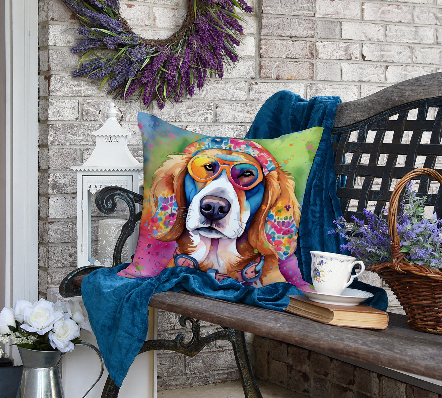 Hippie Dawg Throw Pillow