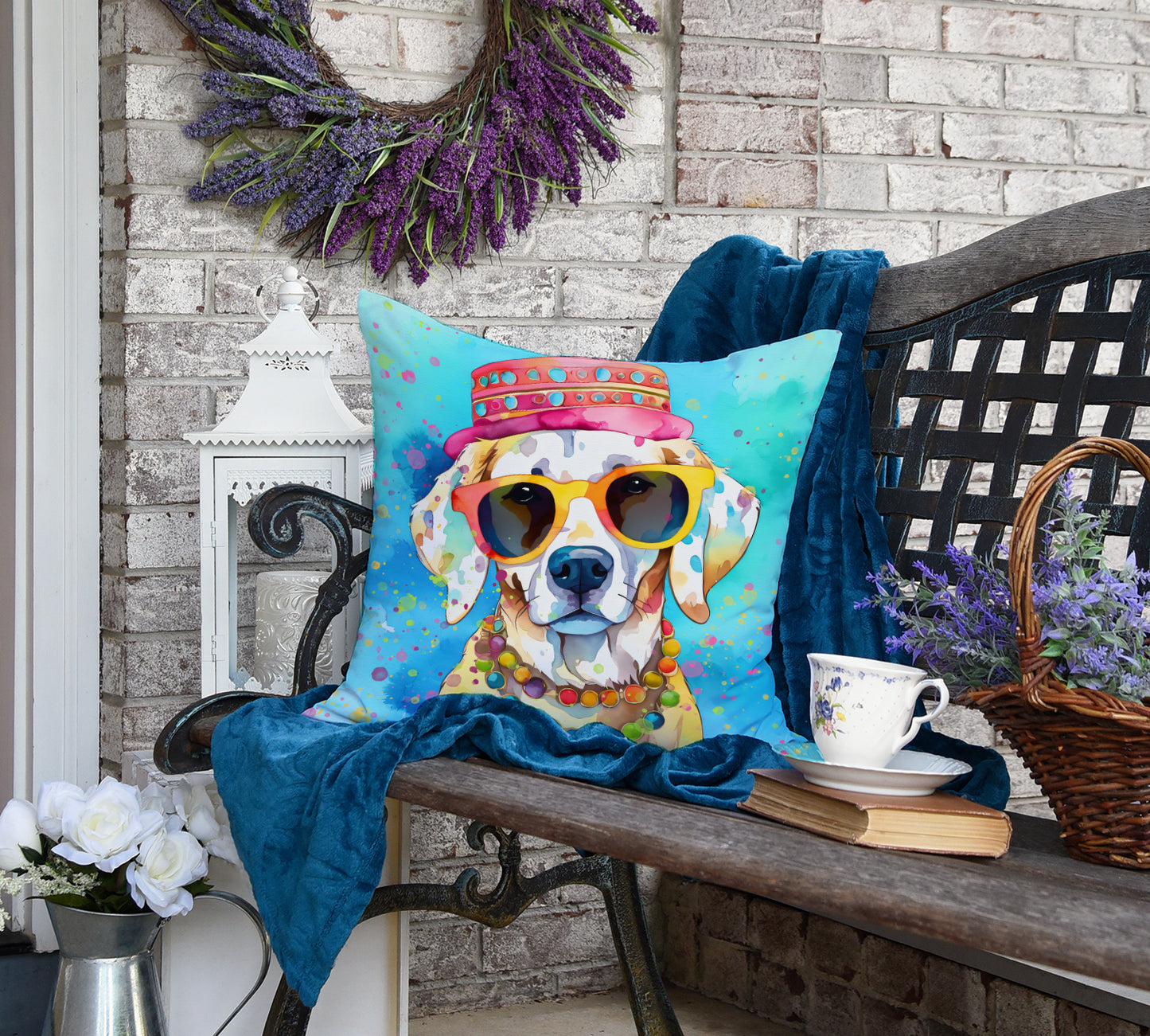 Hippie Dawg Throw Pillow