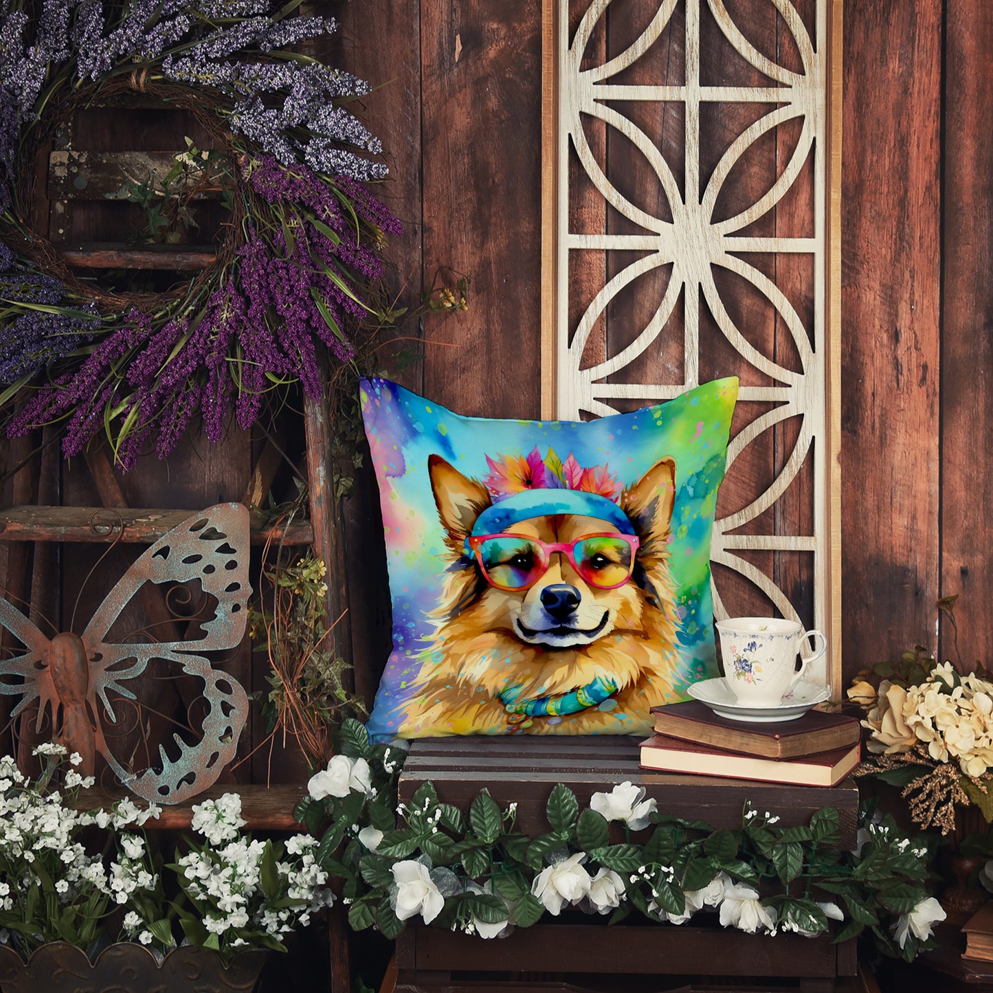 Hippie Dawg Throw Pillow