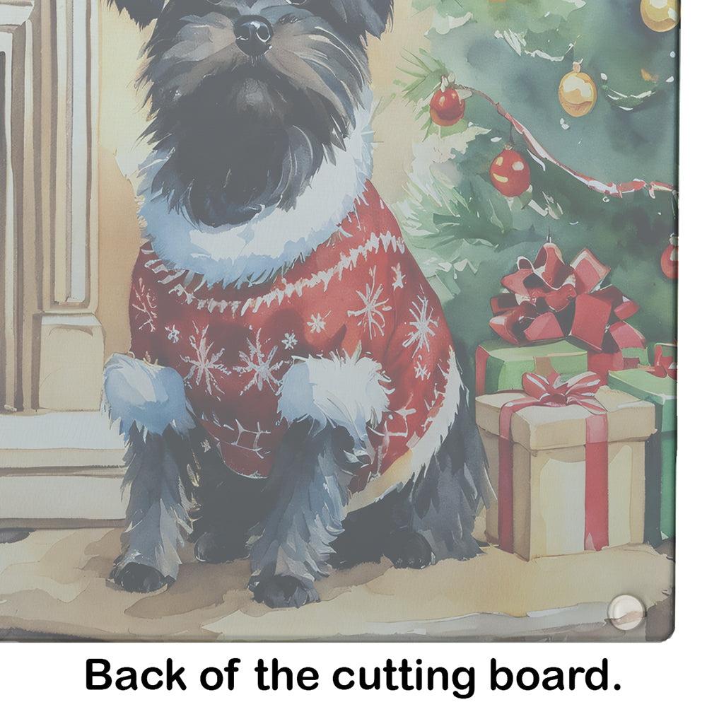 Affenpinscher Cozy Christmas Glass Cutting Board