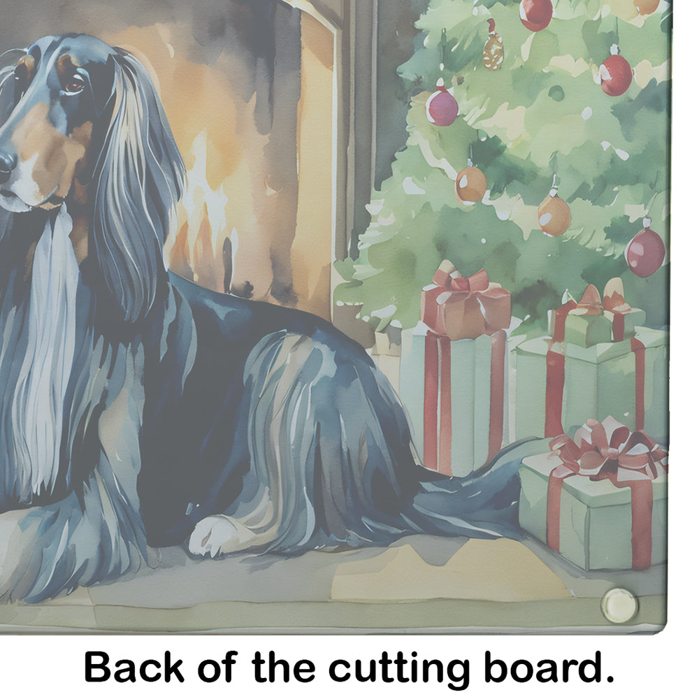 Afghan Hound Cozy Christmas Glass Cutting Board