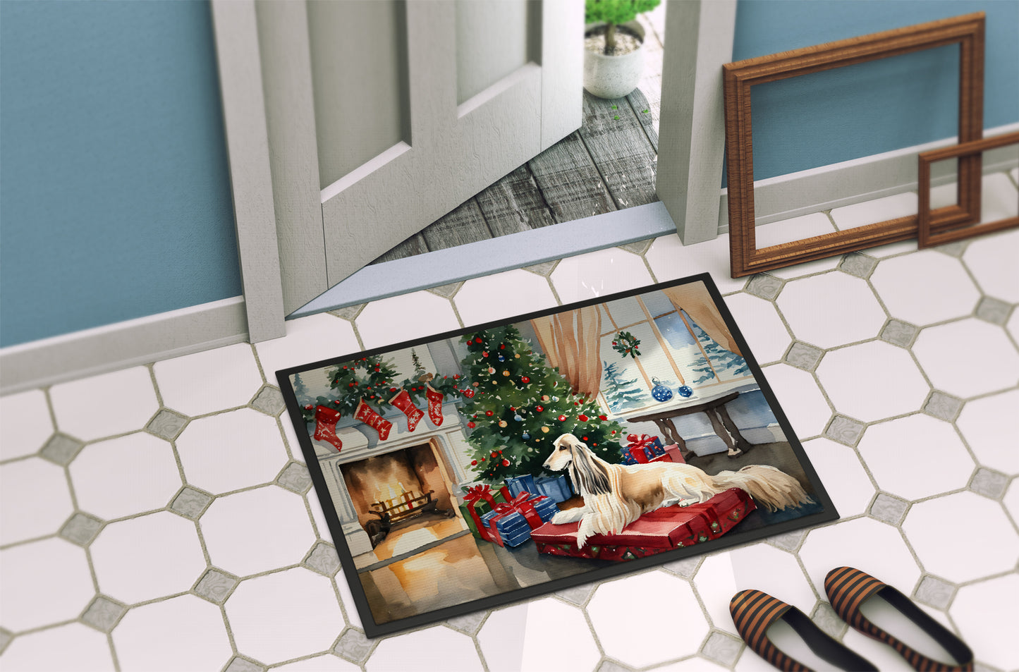 Afghan Hound Cozy Christmas Doormat