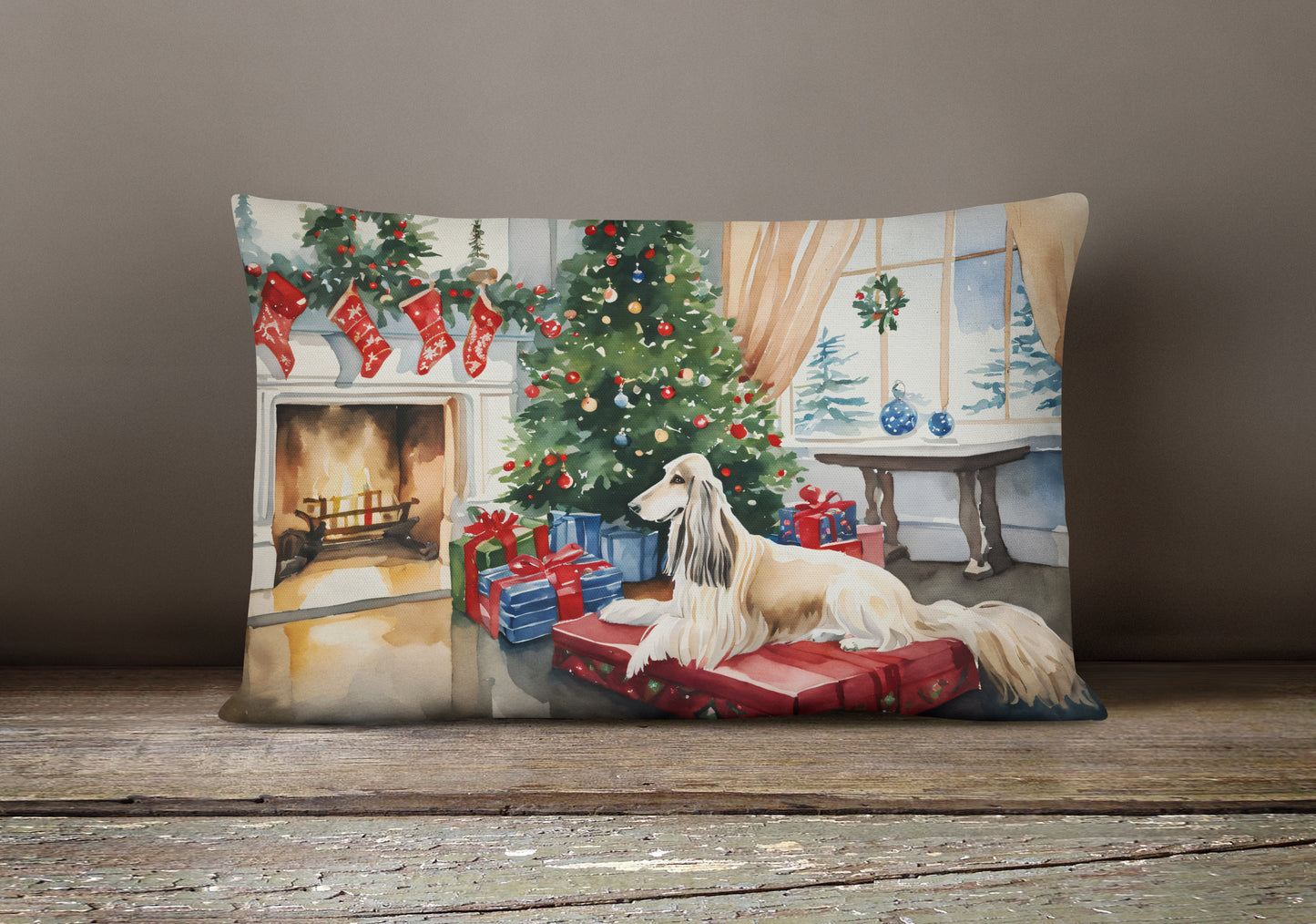 Afghan Hound Cozy Christmas Throw Pillow