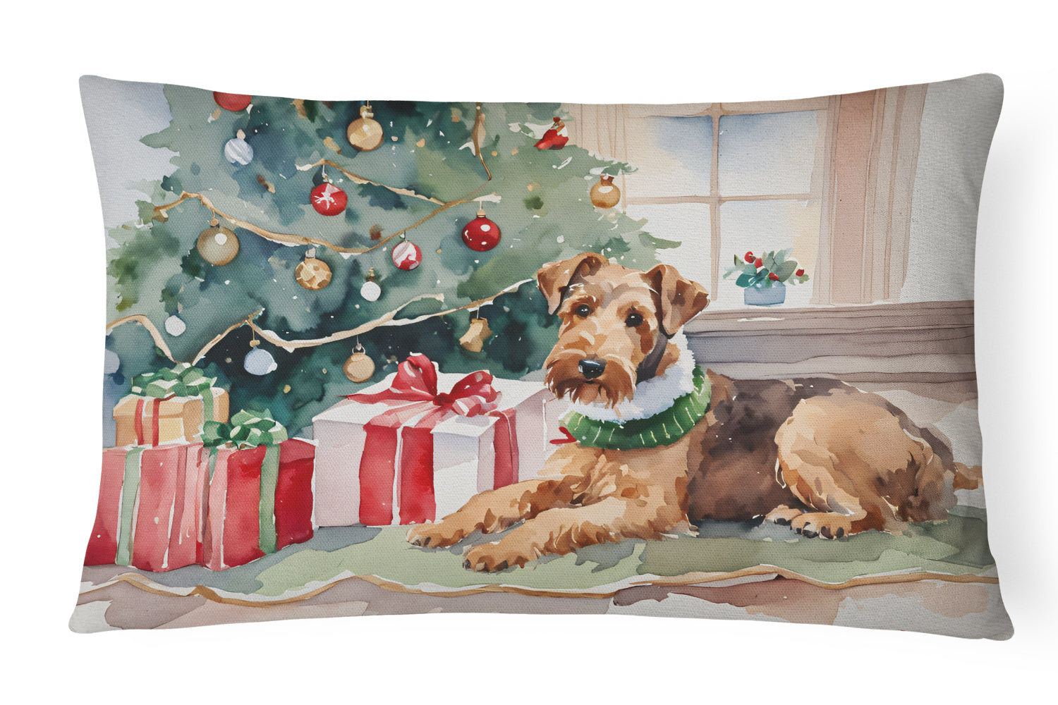 Buy this Airedale Terrier Cozy Christmas Throw Pillow