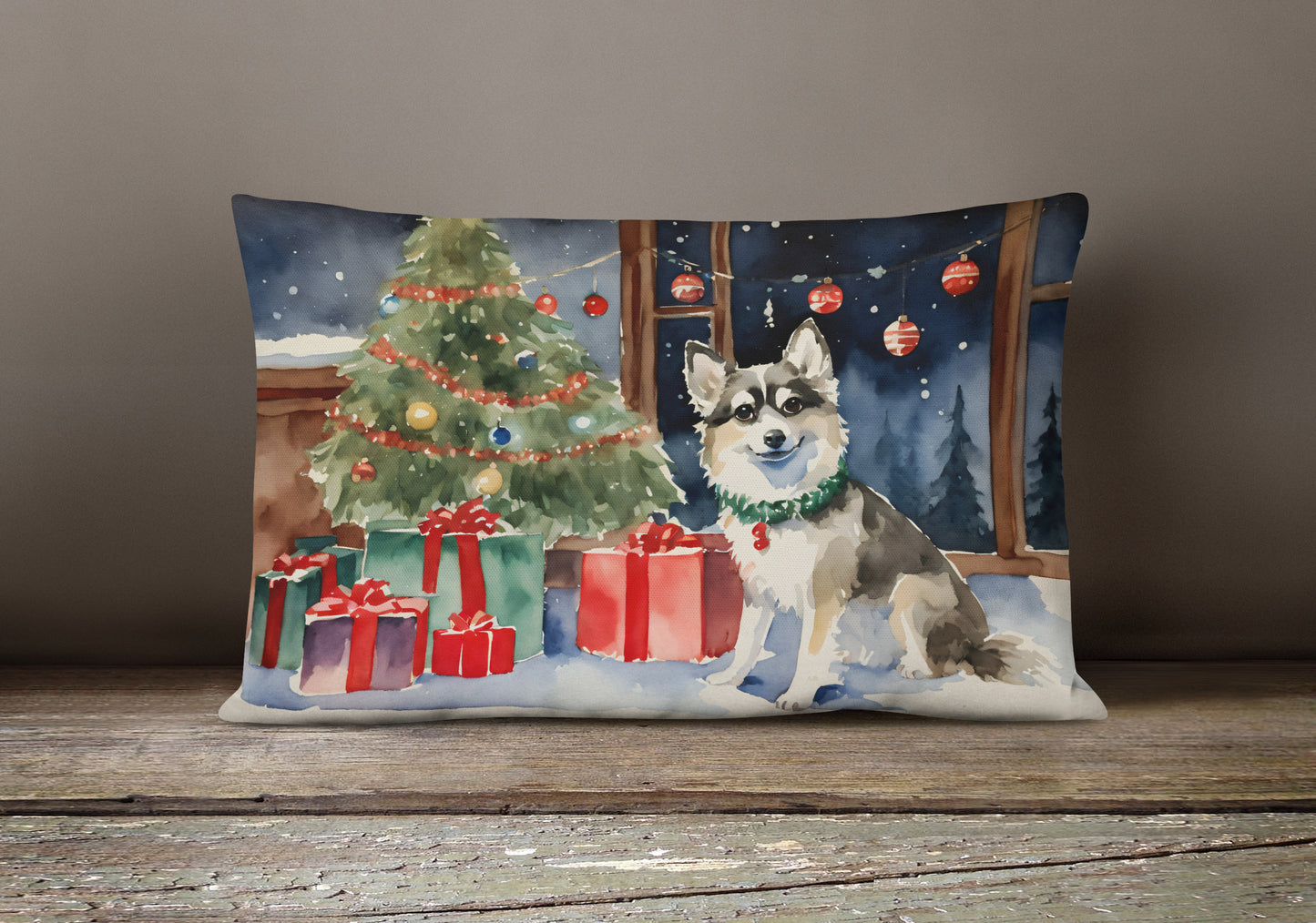 Alaskan Klee Kai Cozy Christmas Throw Pillow