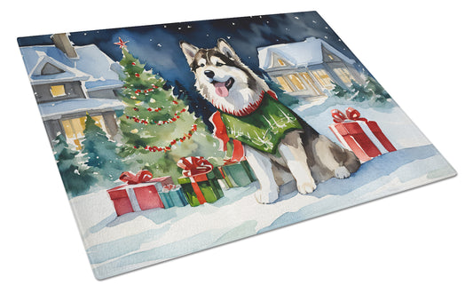 Buy this Alaskan Malamute Cozy Christmas Glass Cutting Board