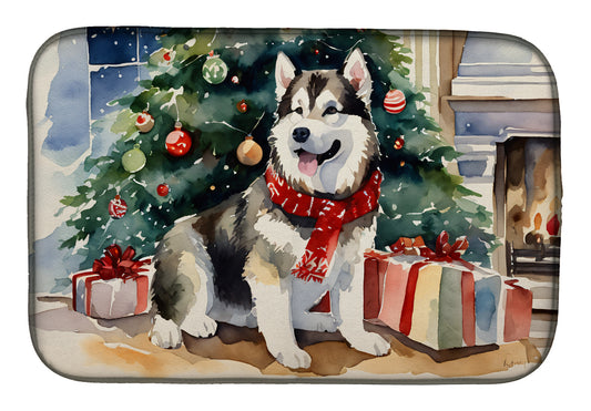 Buy this Alaskan Malamute Cozy Christmas Dish Drying Mat