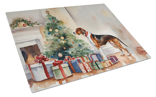 Buy this American English Coonhound Cozy Christmas Glass Cutting Board