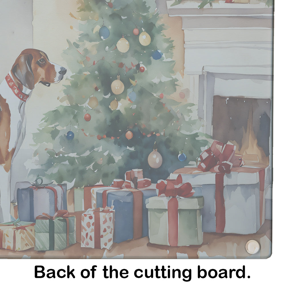 American English Coonhound Cozy Christmas Glass Cutting Board