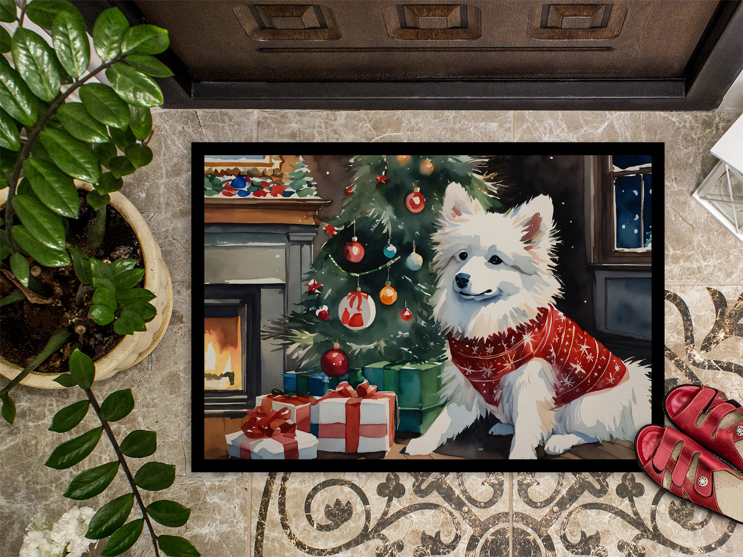 American Eskimo Cozy Christmas Doormat