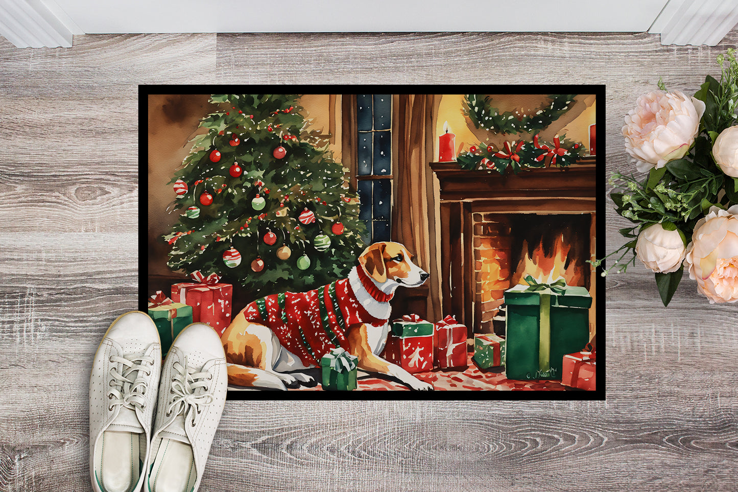 American Foxhound Cozy Christmas Doormat