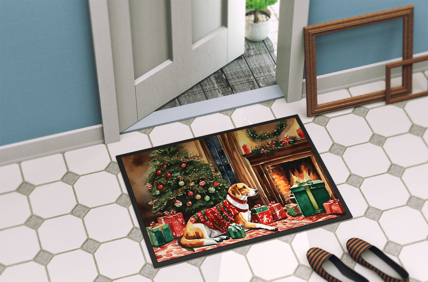 American Foxhound Cozy Christmas Doormat