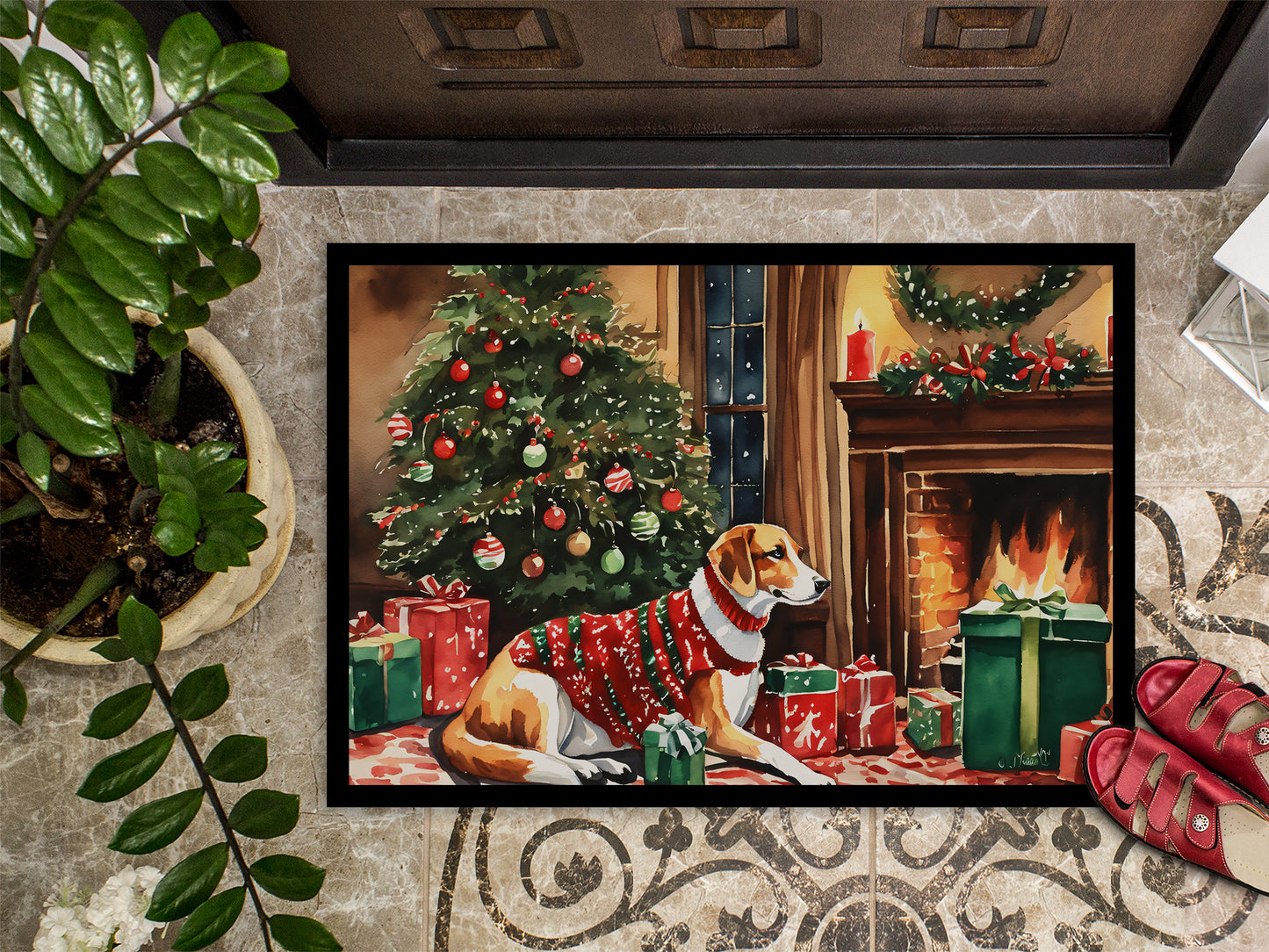 American Foxhound Cozy Christmas Doormat