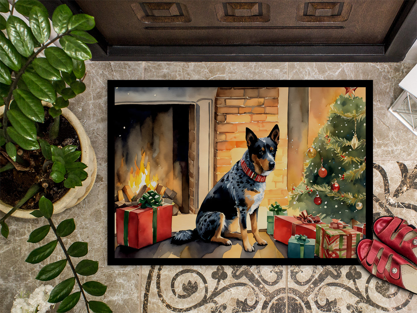 Australian Cattle Dog Cozy Christmas Doormat