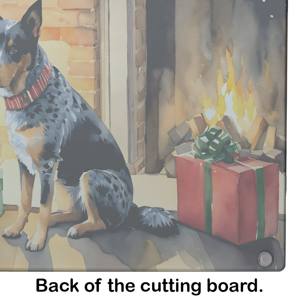 Australian Cattle Dog Cozy Christmas Glass Cutting Board