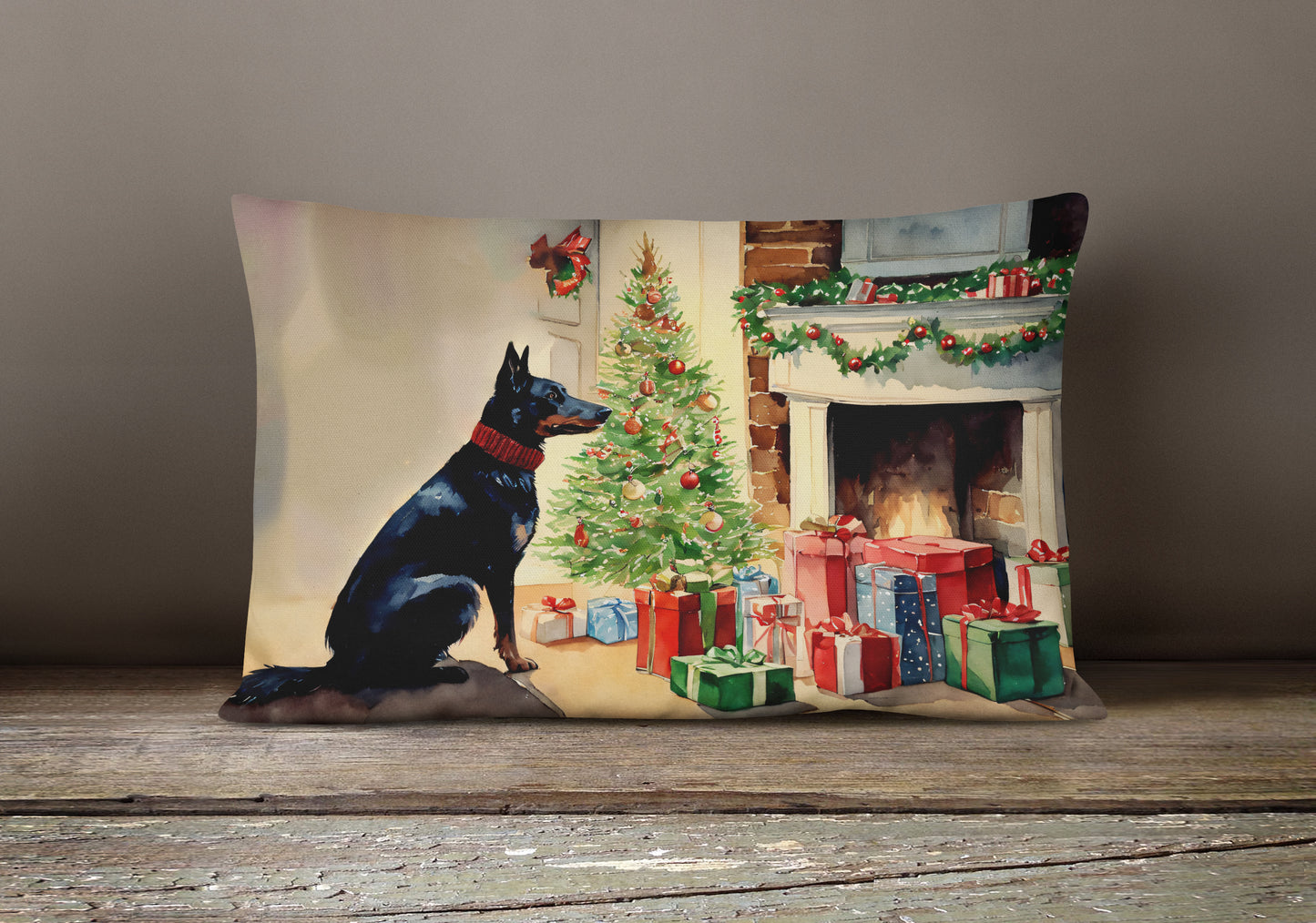 Australian Kelpie Cozy Christmas Throw Pillow