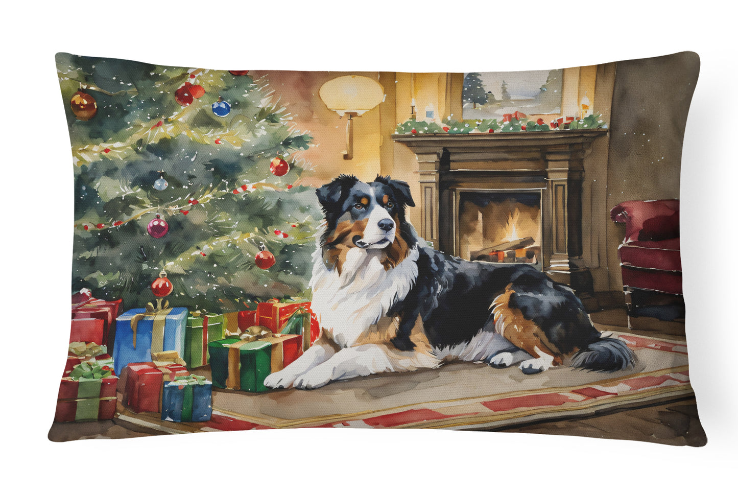 Buy this Australian Shepherd Cozy Christmas Throw Pillow