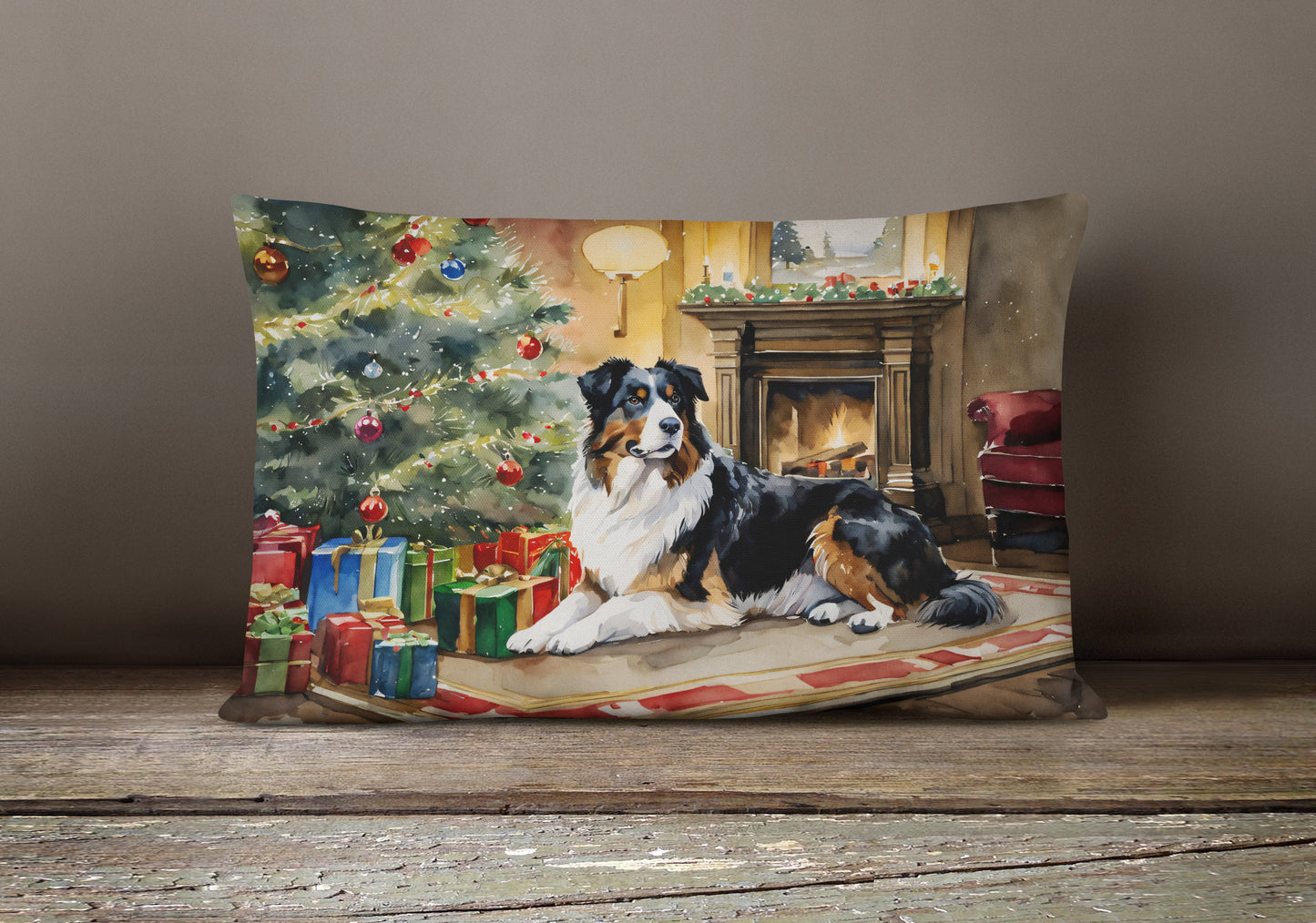 Australian Shepherd Cozy Christmas Throw Pillow