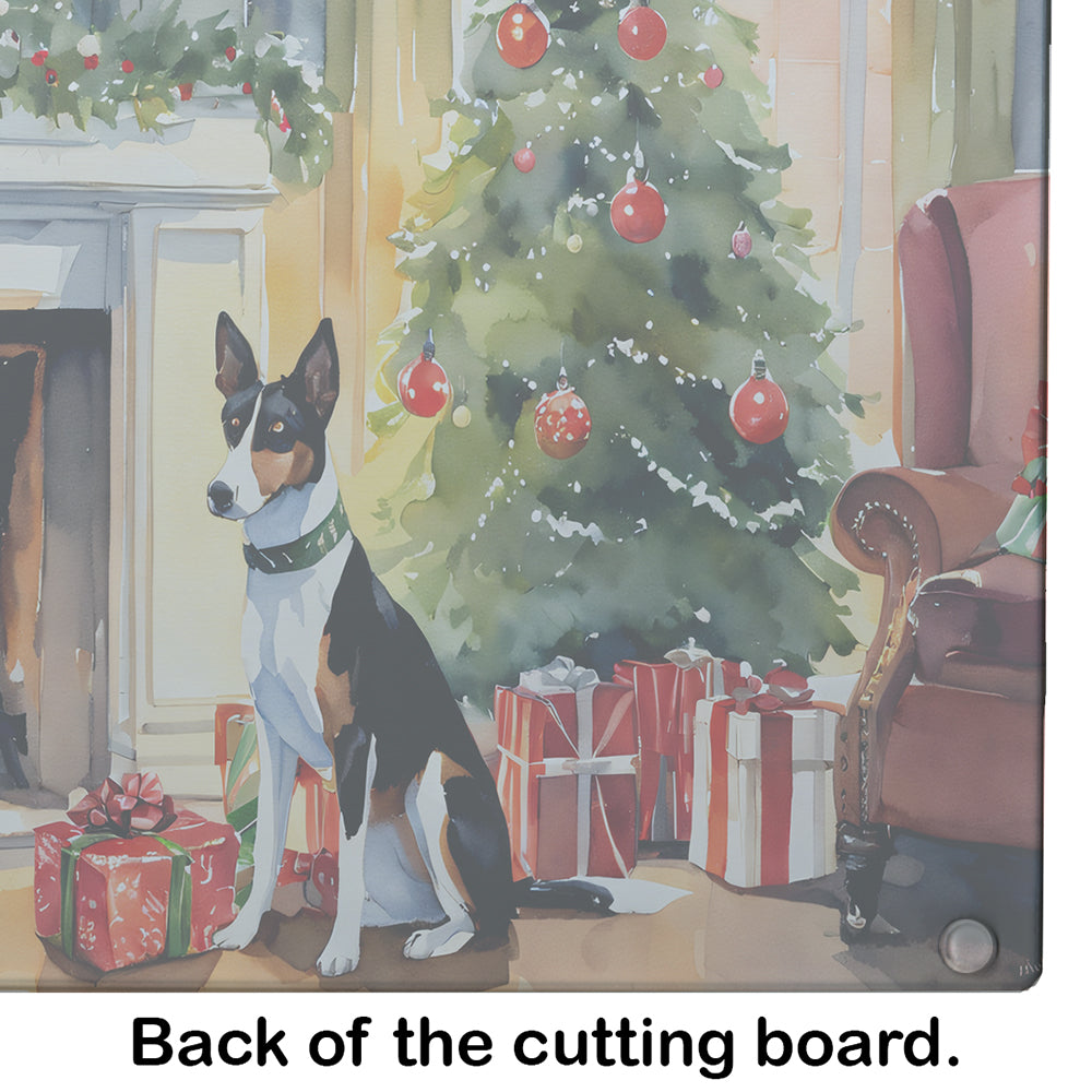 Basenji Cozy Christmas Glass Cutting Board