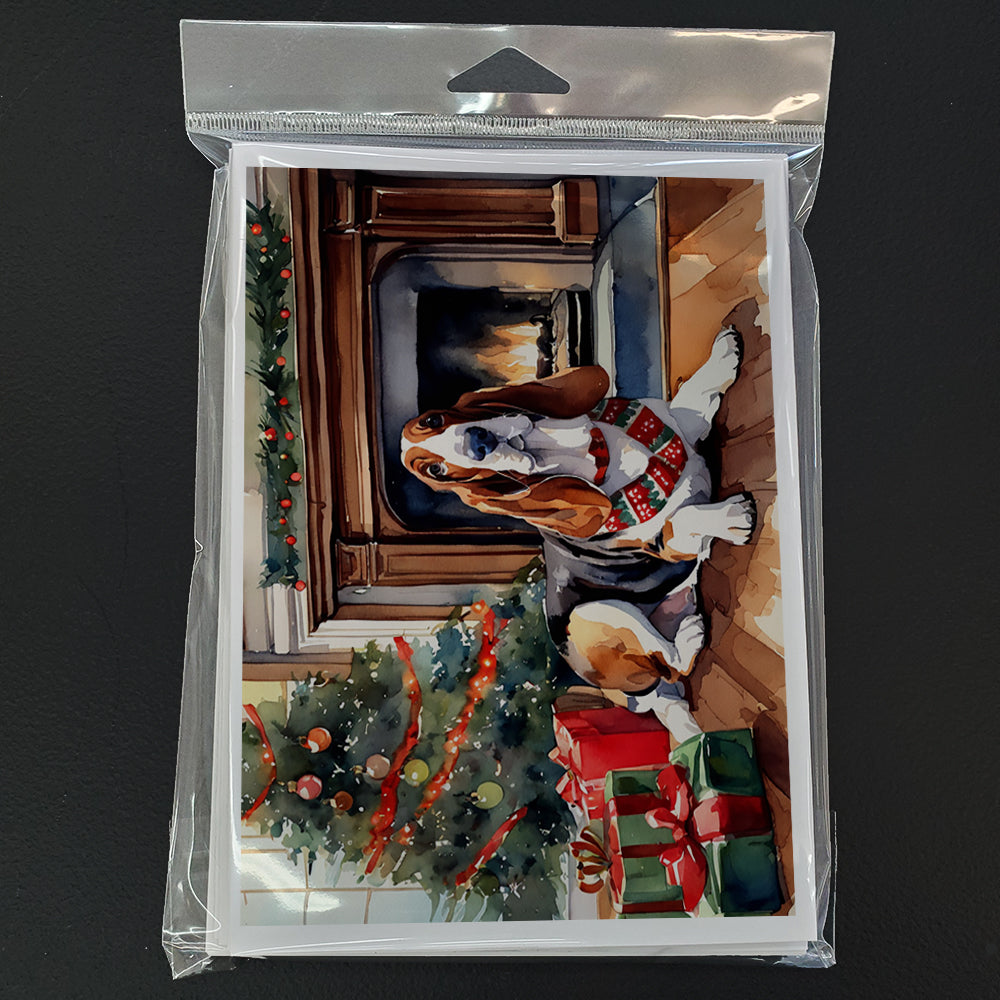 Basset Hound Cozy Christmas Greeting Cards Pack of 8