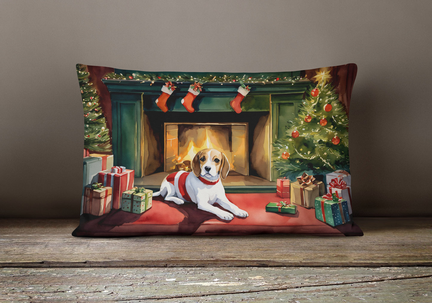 Beagle Cozy Christmas Throw Pillow