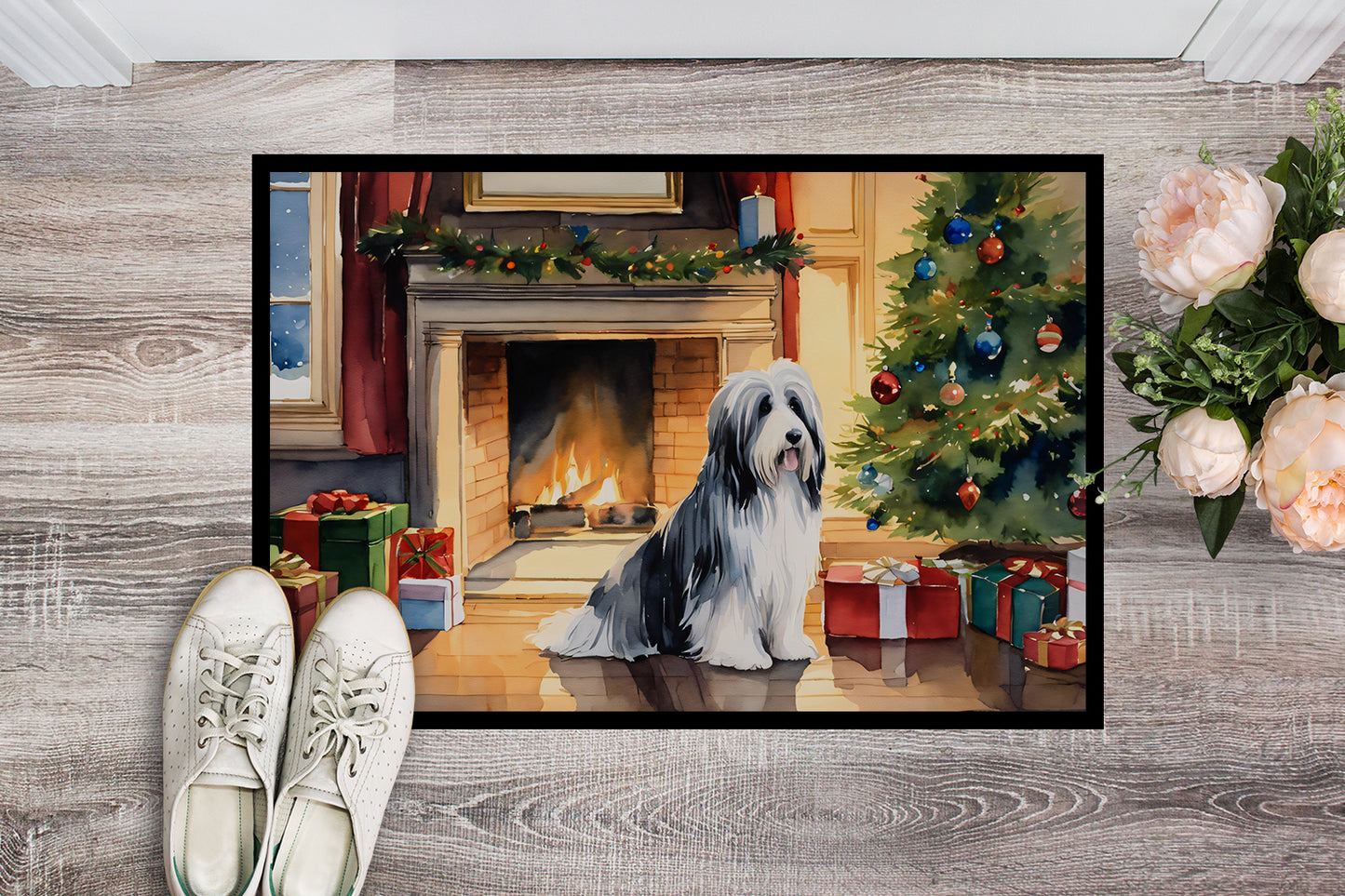 Bearded Collie Cozy Christmas Doormat